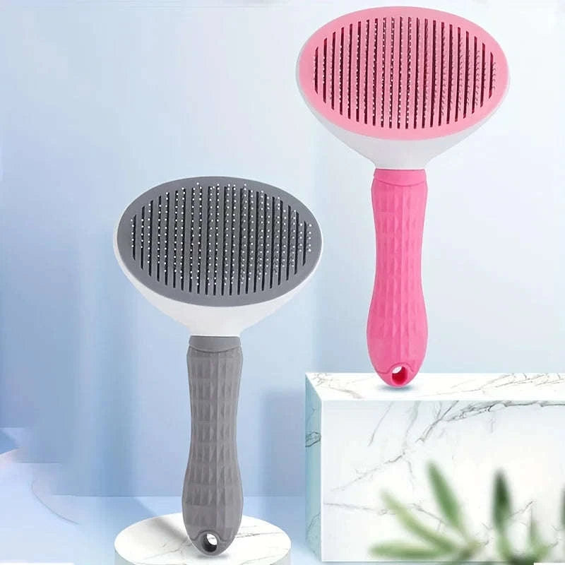 One-Click Pet Hair Removal Comb-Pink / Fine-needle comb