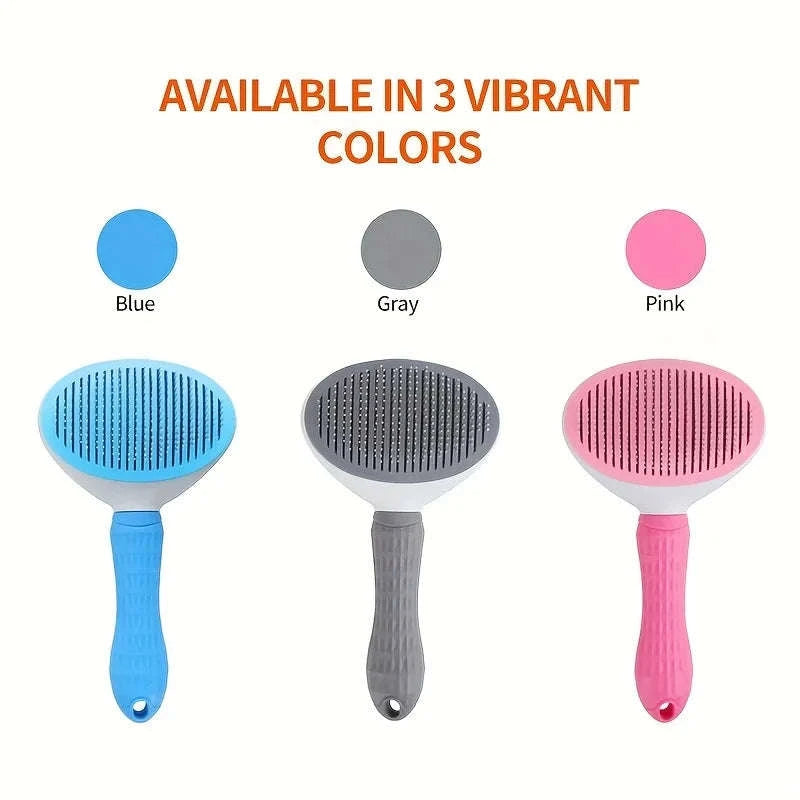 One-Click Pet Hair Removal Comb-Pink / Fine-needle comb