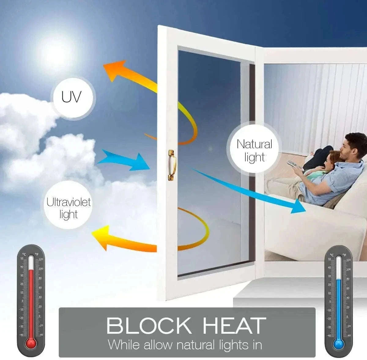 One Way Mirror Window Film for Daytime Privacy and Heat Control-Silver-silver / 90x500 cm
