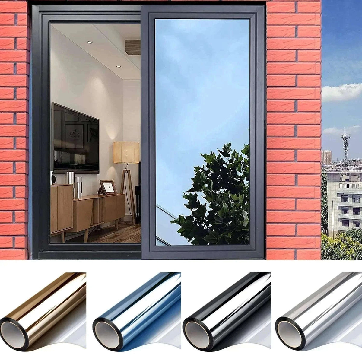 One Way Mirror Window Film for Daytime Privacy and Heat Control-Silver-silver / 90x500 cm