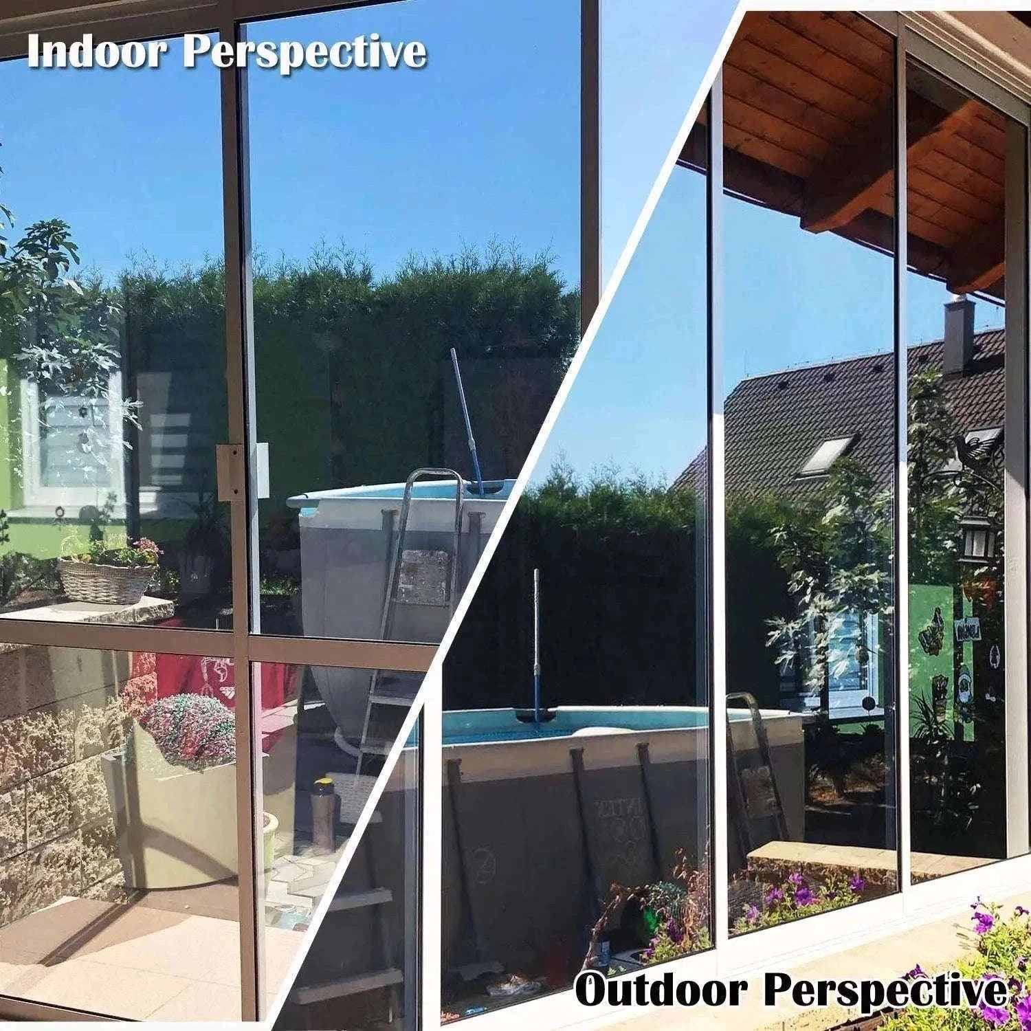 One Way Window Film Mirror Effect Tint for Daytime Privacy-Silver / 40x300cm