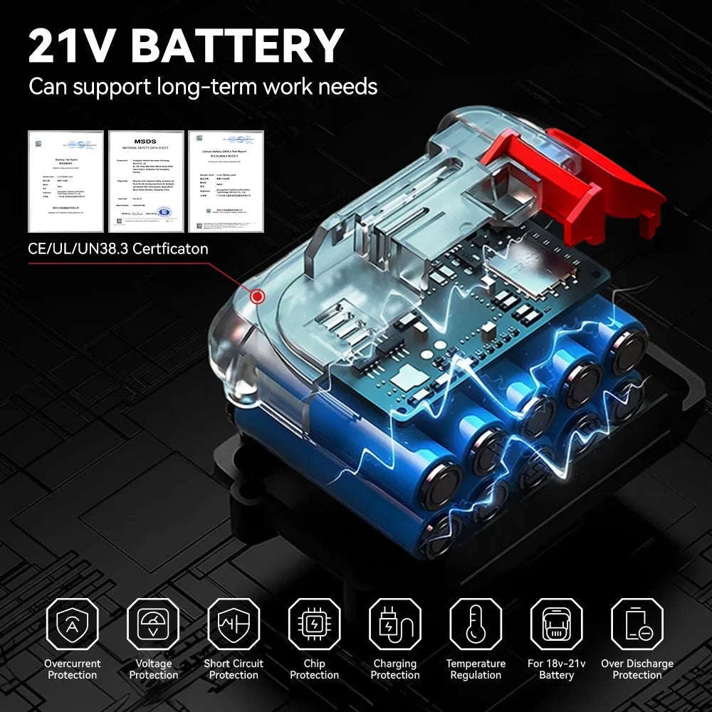 ONEVAN 2800N.M High Torque Brushless Electric Wrench Cordless 1/2 Inch Screwdriver Impact Drill Tool For Makita 18V Battery Pin-2 Big Battery Set / United States