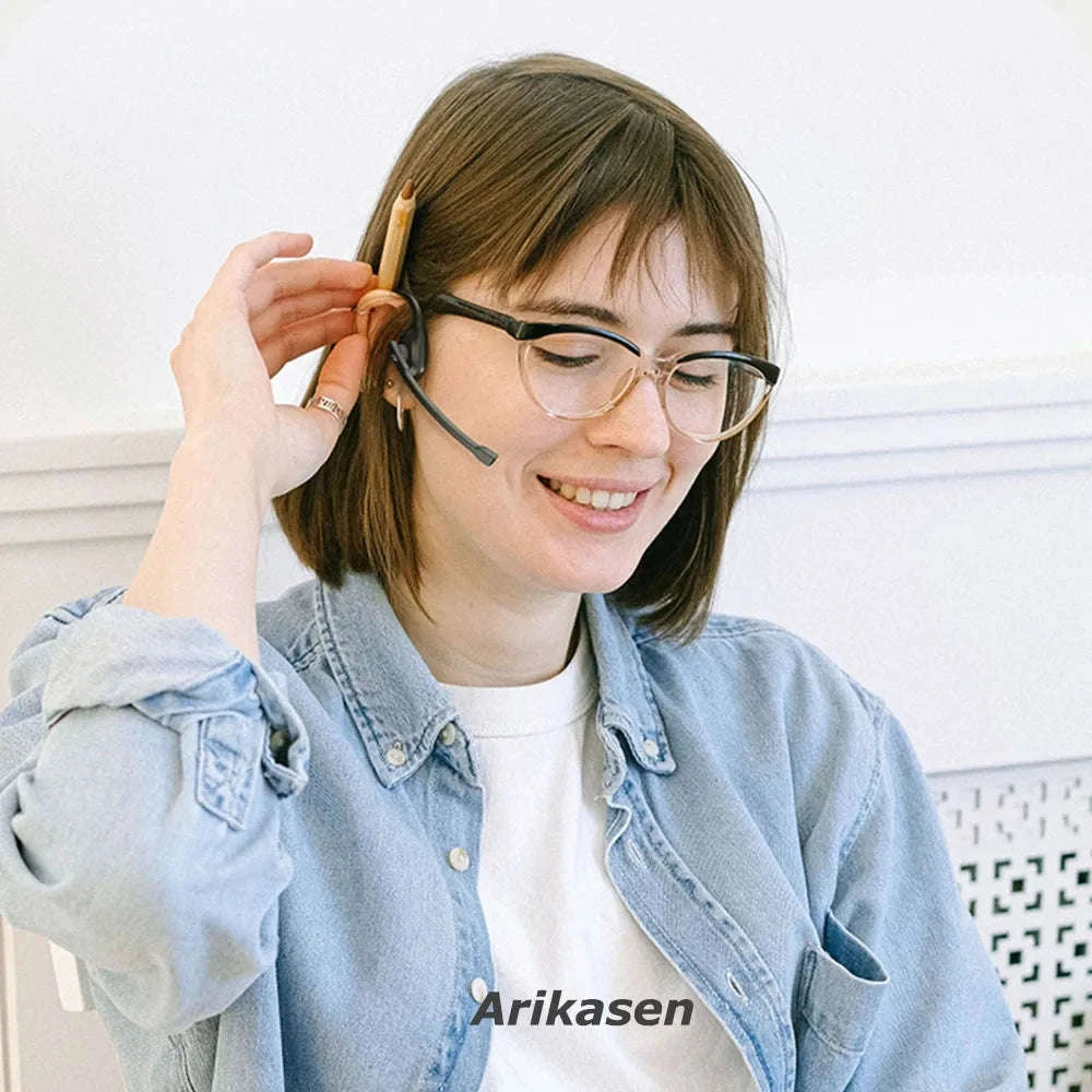 Open-Ear Headset with Noise‑Canceling Boom Microphone-black
