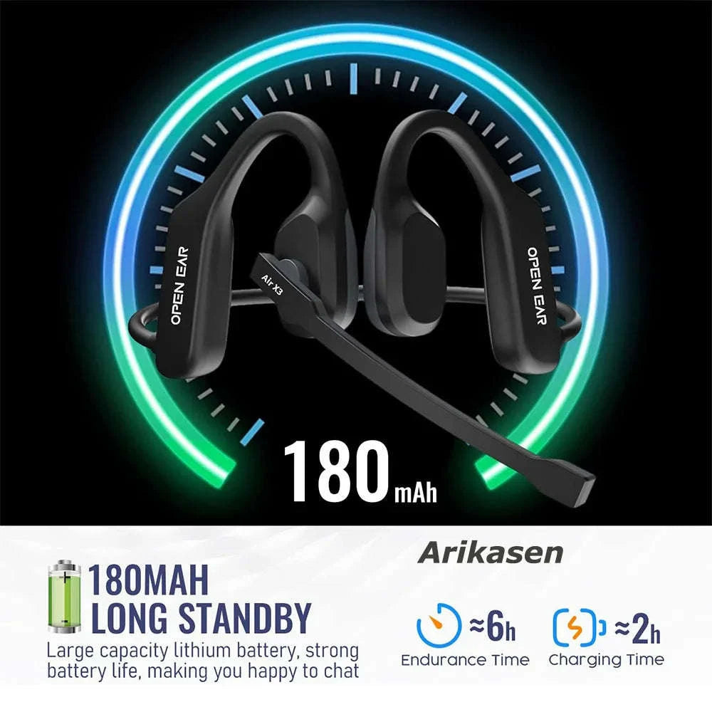 Open-Ear Headset with Noise‑Canceling Boom Microphone-black