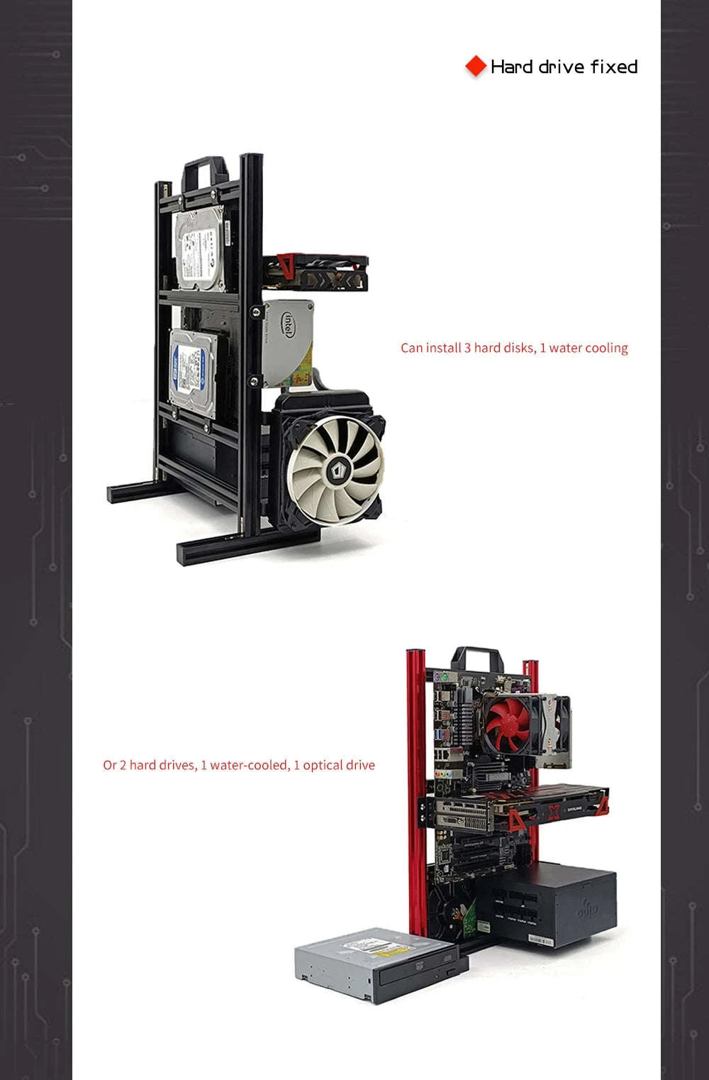 Open Frame Aluminum PC Case for ITX/MATX/ATX Builds-ITX Black