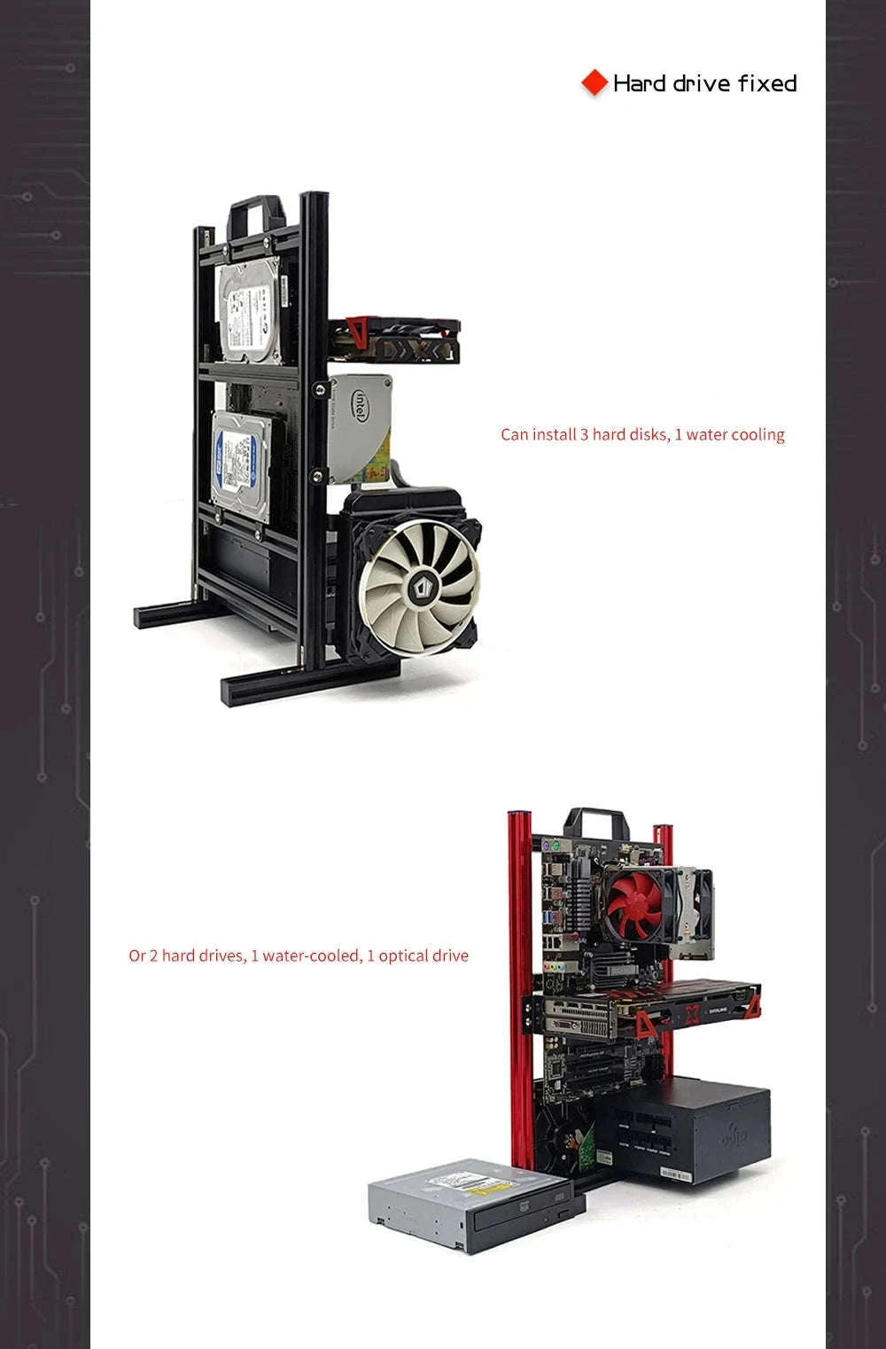 Open Frame Aluminum PC Case for ITX/MATX/ATX Builds-ITX Black