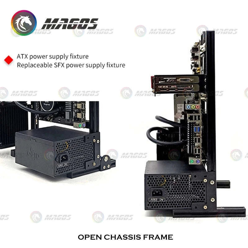 Open Frame Aluminum PC Case for ITX/MATX/ATX Builds-ITX Black