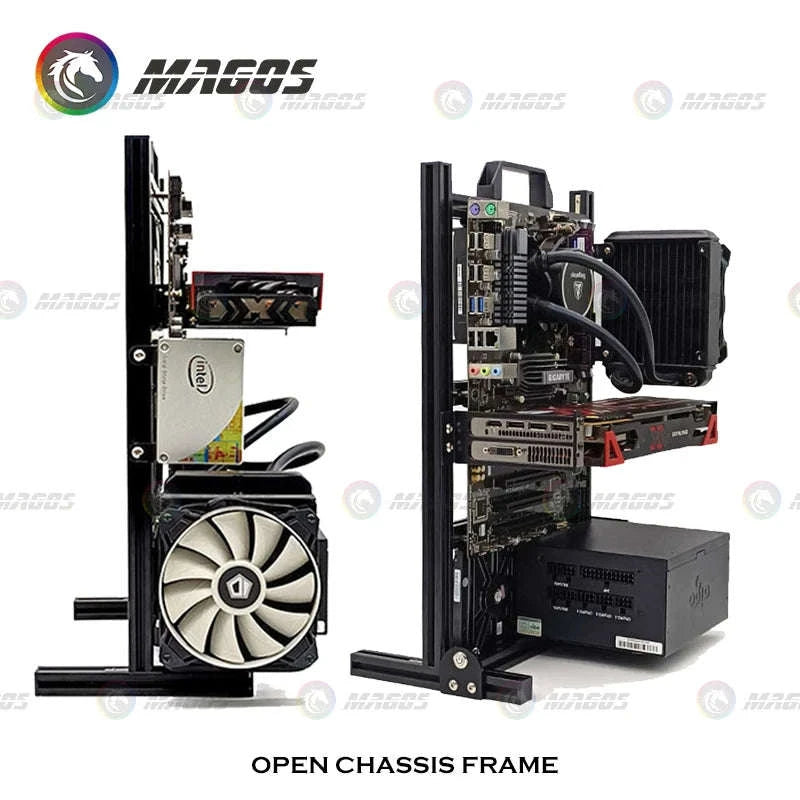 Open Frame Aluminum PC Case for ITX/MATX/ATX Builds-ITX Black