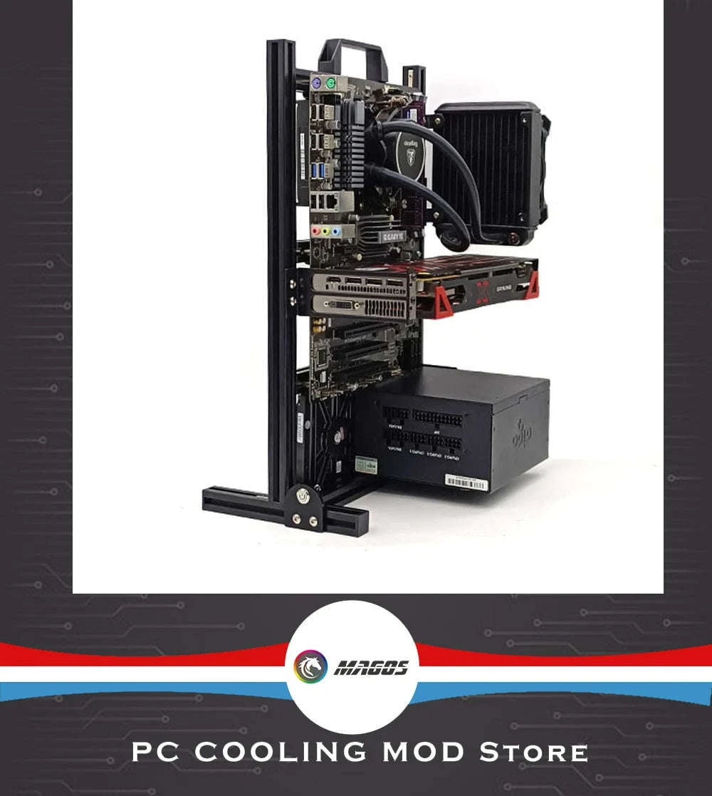 Open Frame Aluminum PC Case for ITX/MATX/ATX Builds-ITX Black