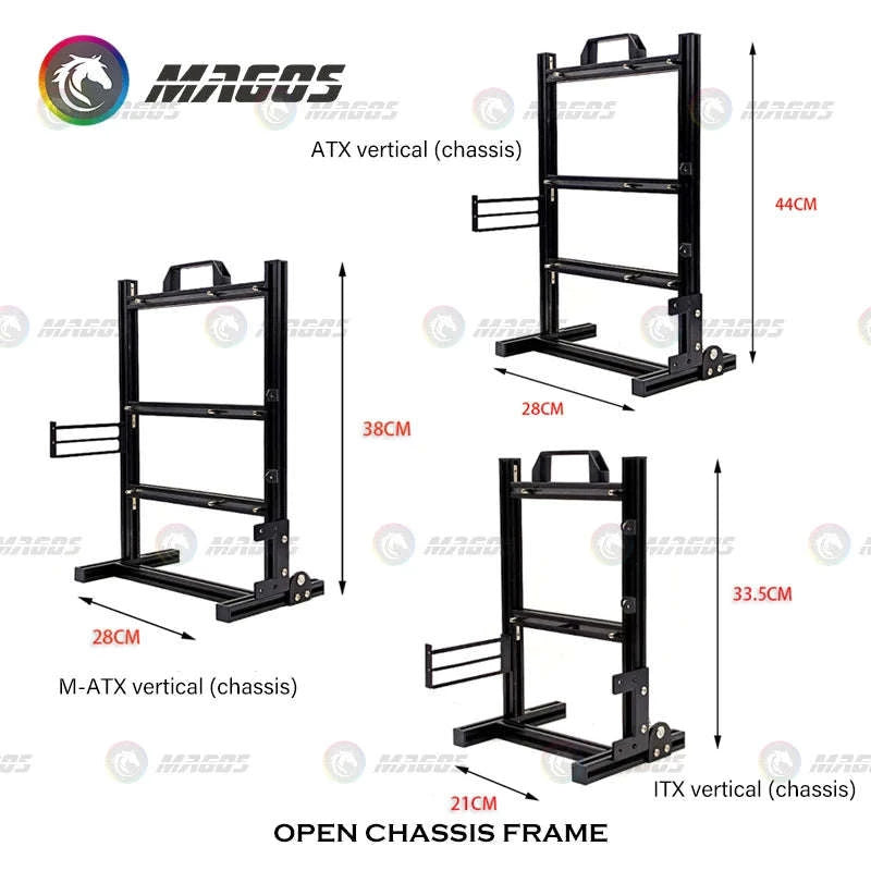 Open Frame Aluminum PC Case for ITX/MATX/ATX Builds-ITX Black