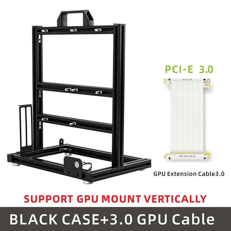 Open Frame ATX Aluminum PC Case with Horizontal GPU Mount-BlockCase Silver