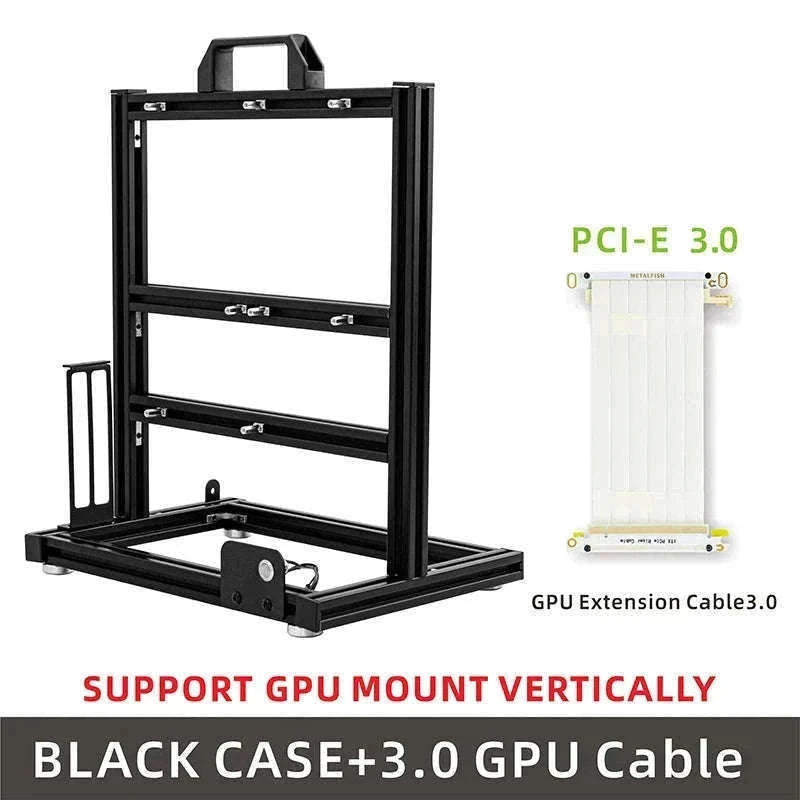 Open Frame ATX Aluminum PC Case with Horizontal GPU Mount-BlockCase Silver