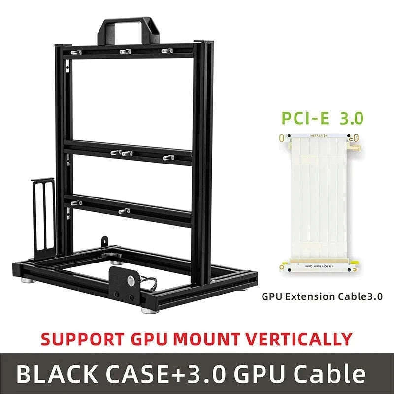 Open Frame ATX Aluminum PC Case with Horizontal GPU Mount-BlockCase Silver