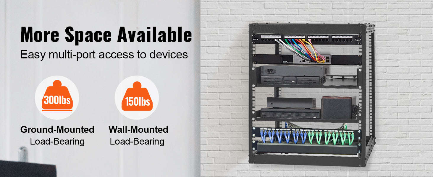 Open Frame Server Rack 12U–20U Adjustable Depth Wall or Floor Mount-20U / United States
