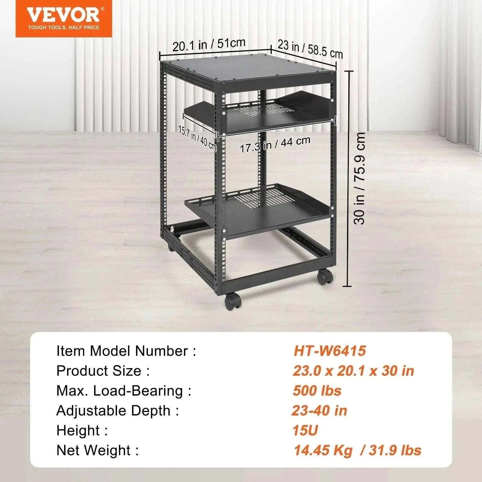 Open Frame Server Rack Adjustable 12U–20U Wall or Floor Mount-20U / United States