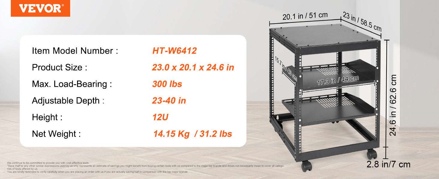 Open Frame Server Rack Adjustable 12U–20U Wall or Floor Mount-20U / United States