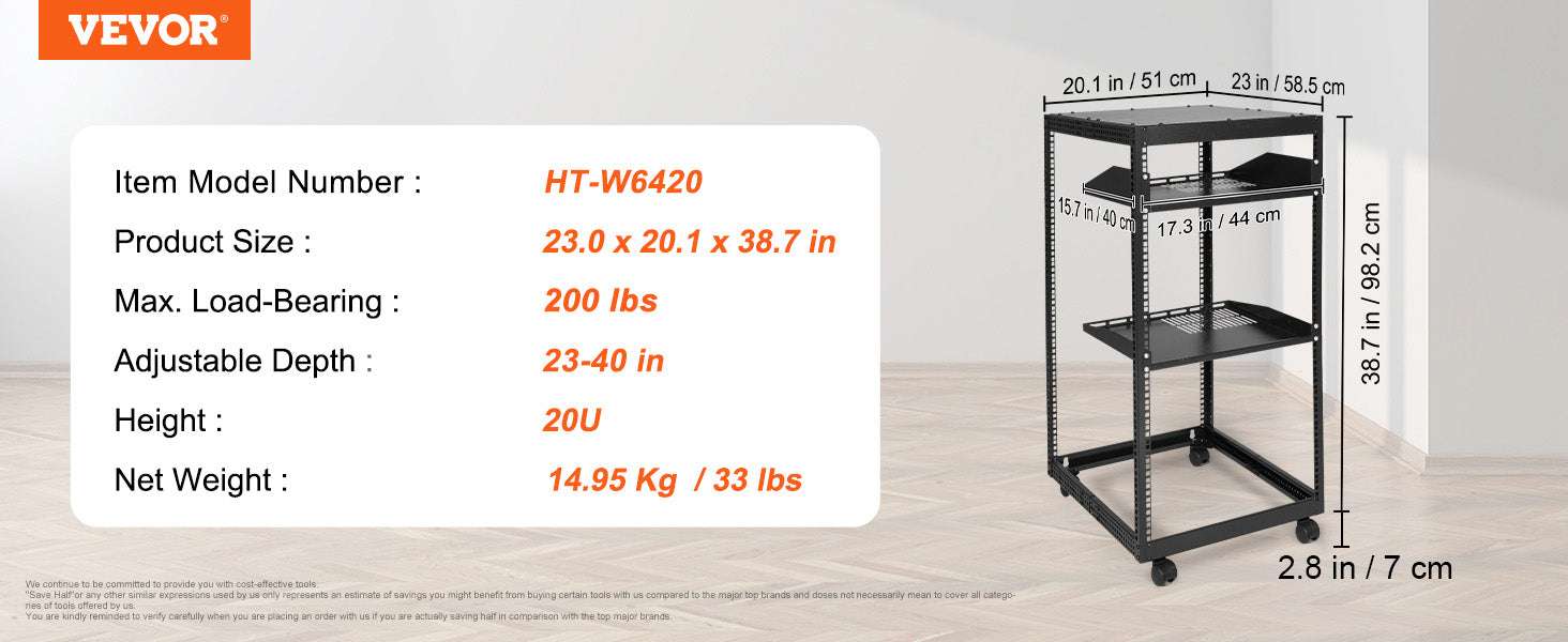 Open Frame Server Rack Adjustable 12U–20U Wall or Floor Mount-20U / United States