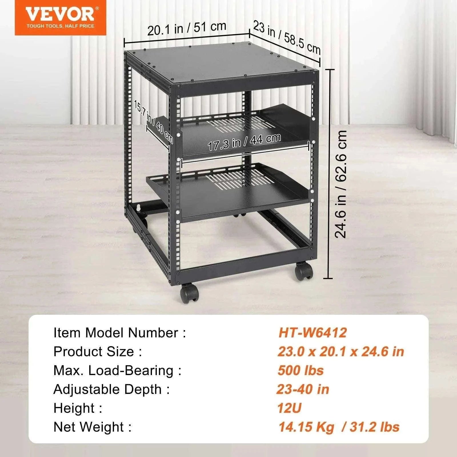Open Frame Server Rack Adjustable 12U–20U Wall or Floor Mount-20U / United States