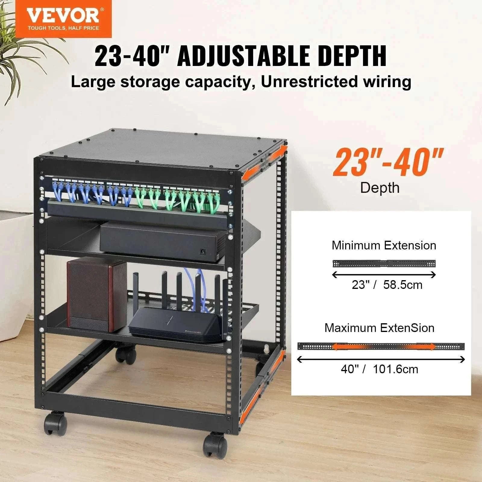 Open Frame Server Rack Adjustable 12U–20U Wall or Floor Mount-20U / United States