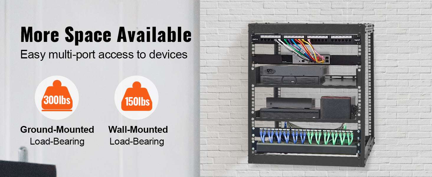 Open Frame Server Rack Adjustable 12U–20U Wall or Floor Mount-20U / United States
