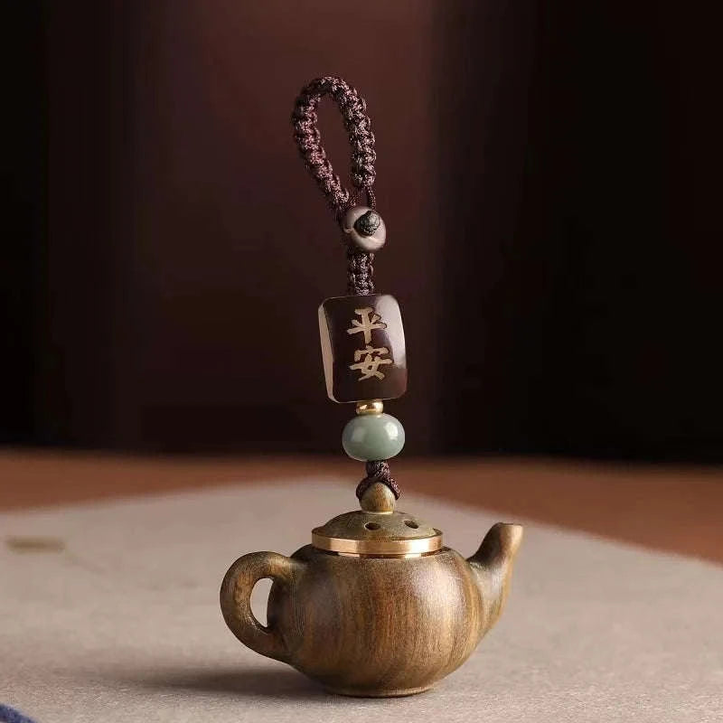 Openwork Carved Teapot Keychain Pendant-phone chain