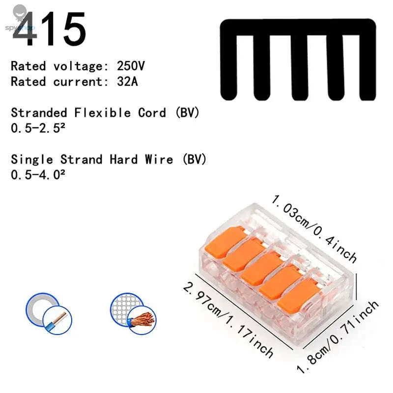 Orange Quick Plug-in Terminals – Fast, Secure Wire Connections for Electrical Projects-10pcs-415-Bag