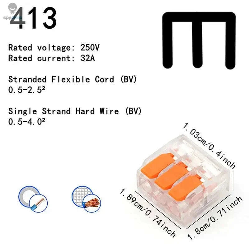 Orange Quick Plug-in Terminals for Fast, Secure Wire Connections-10pcs-415-Bag