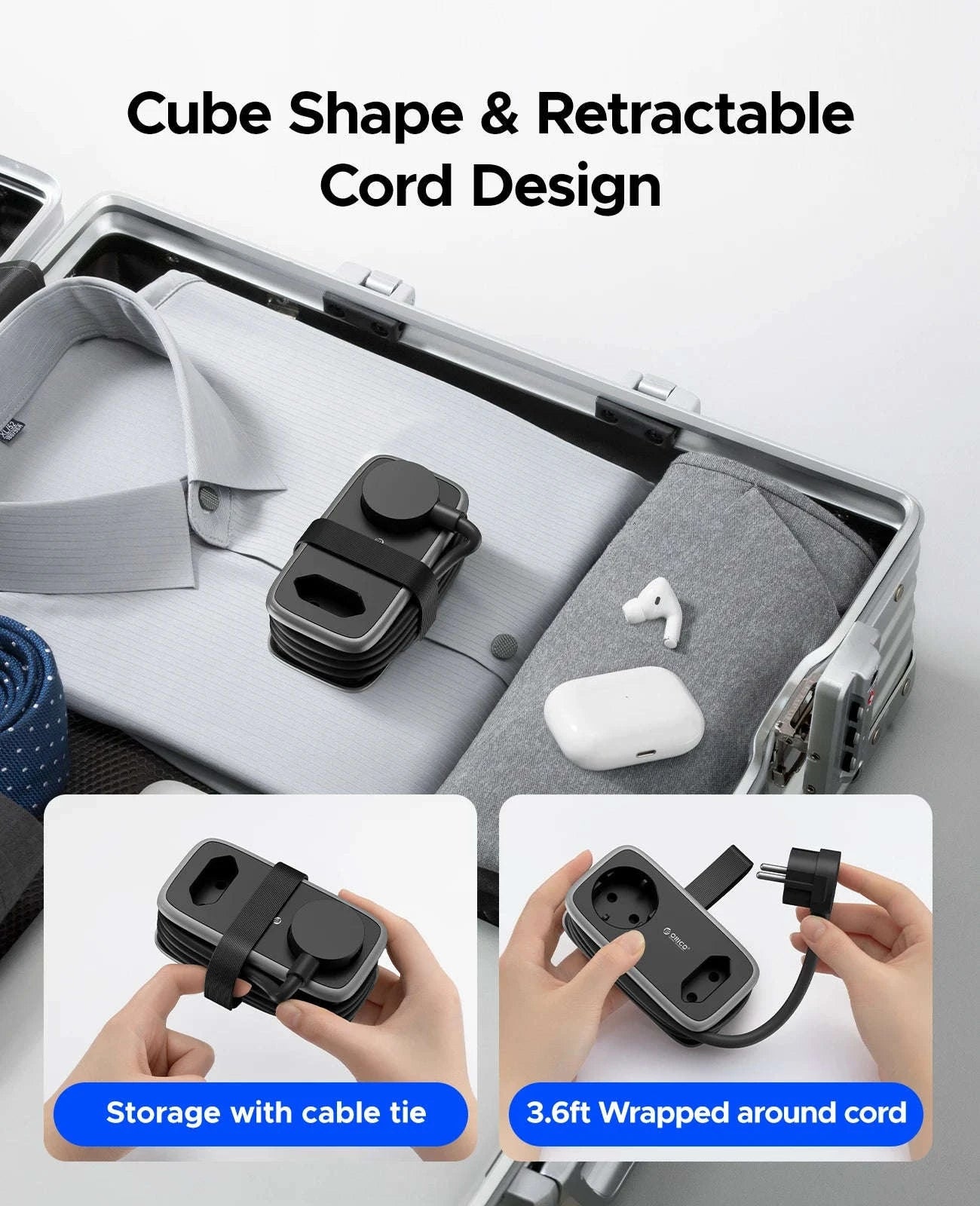 ORICO EU Plug Travel Power Strip with USB Charging-2A3U White / EU Plug / GERMANY