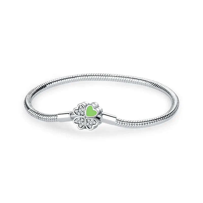 Original 925 Sterling Silver Bracelet with Heart Charms-20 / 17cm