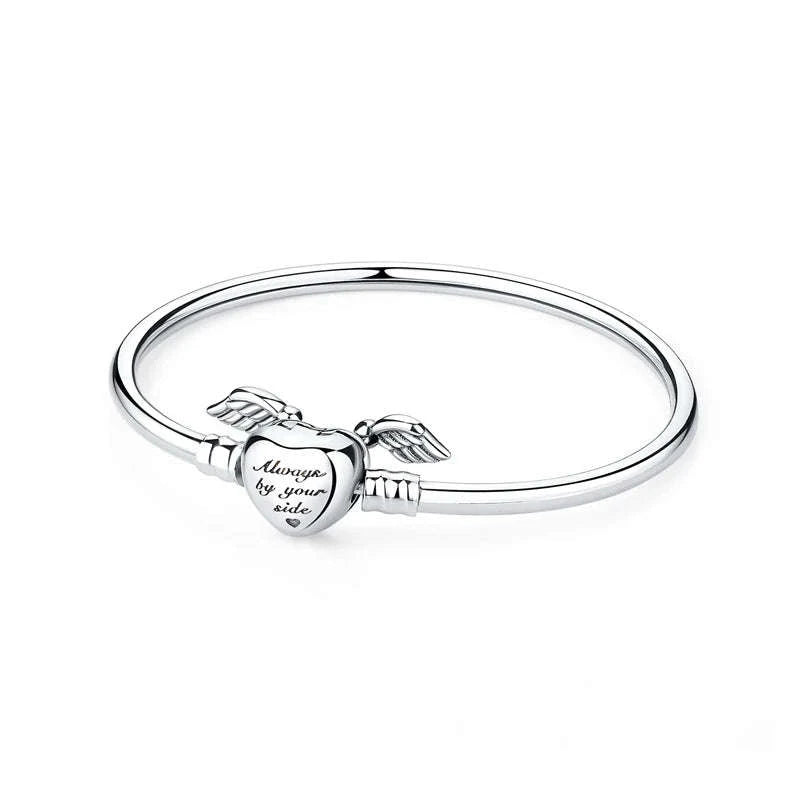 Original 925 Sterling Silver Bracelet with Heart Charms-20 / 17cm