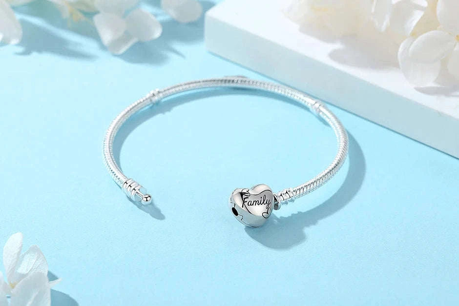 Original 925 Sterling Silver Bracelet with Heart Charms-20 / 17cm