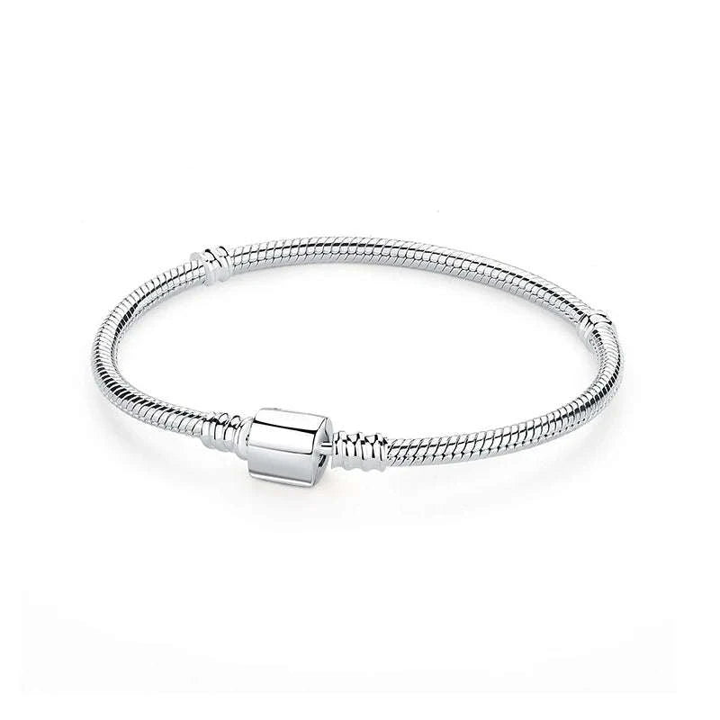 Original 925 Sterling Silver Bracelet with Heart Charms-20 / 17cm