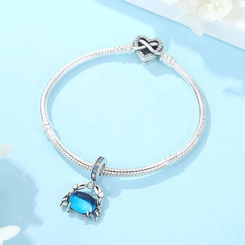 Original 925 Sterling Silver Bracelet with Heart Charms-20 / 17cm