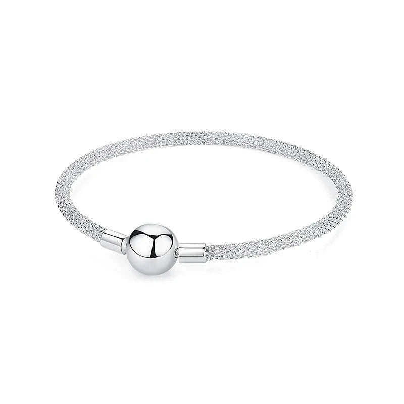 Original 925 Sterling Silver Bracelet with Heart Charms-20 / 17cm