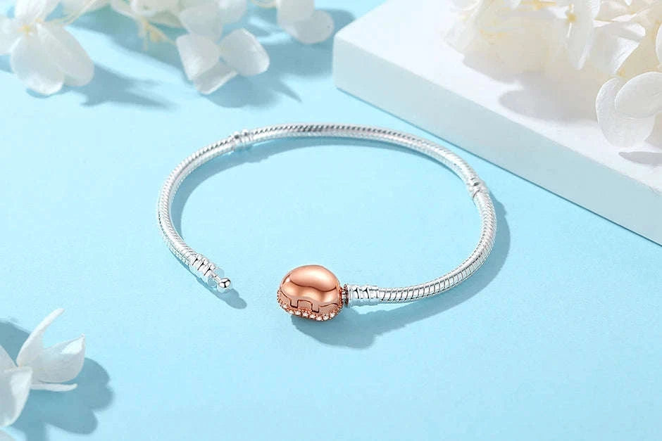 Original 925 Sterling Silver Bracelet with Heart Charms-20 / 17cm