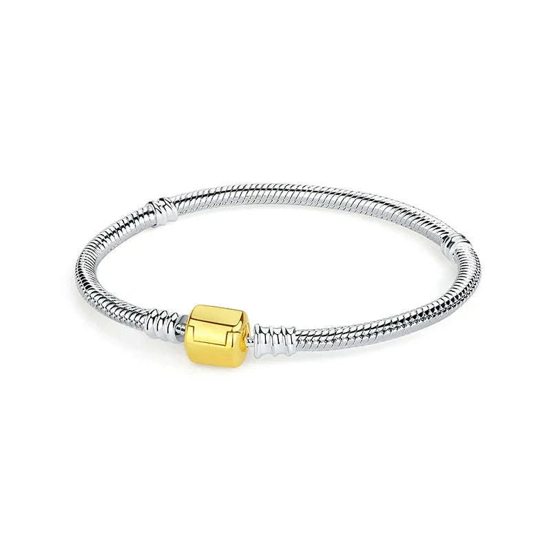 Original 925 Sterling Silver Bracelet with Heart Charms-20 / 17cm