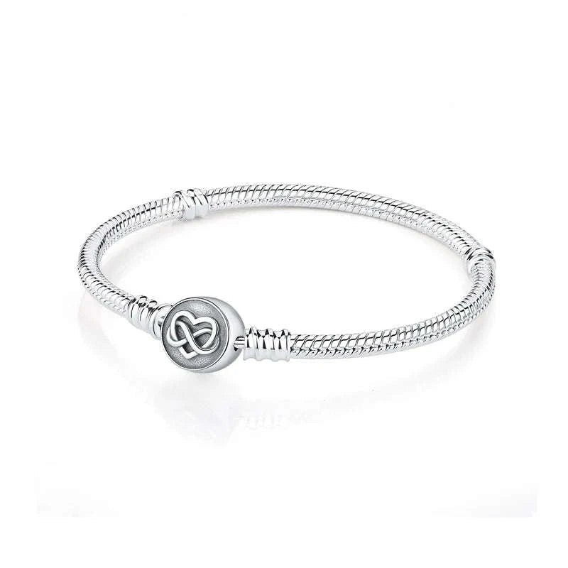 Original 925 Sterling Silver Bracelet with Heart Charms-20 / 17cm