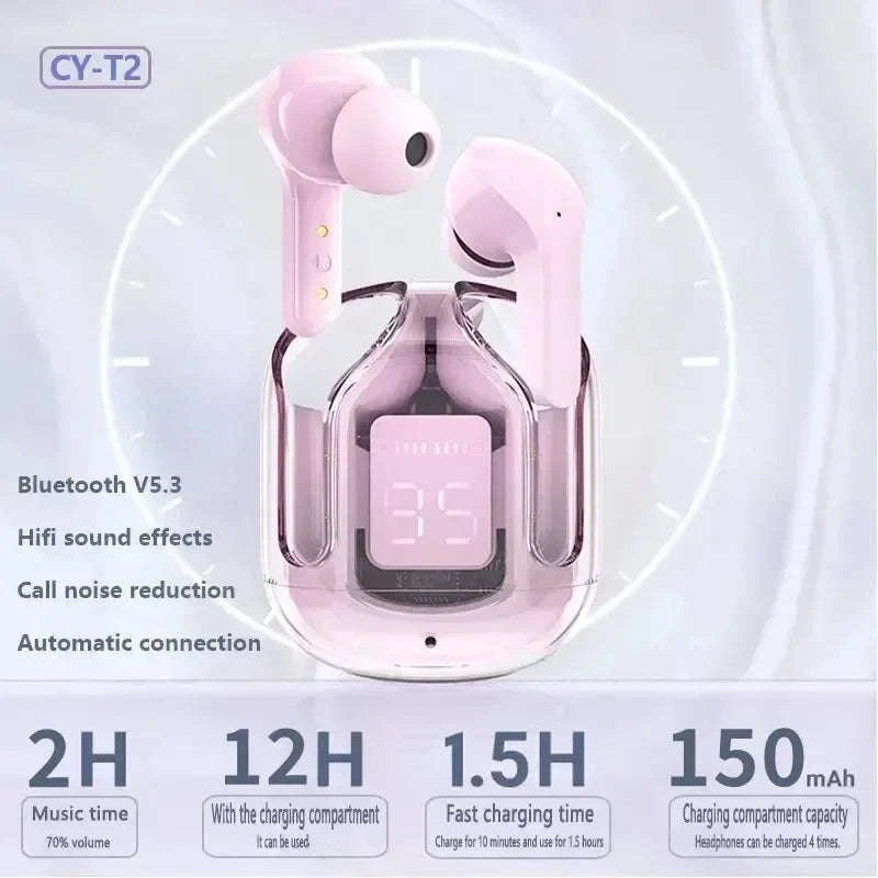 Original T2 Wireless Bluetooth Earphone with HiFi Sound and LED Display-Blue