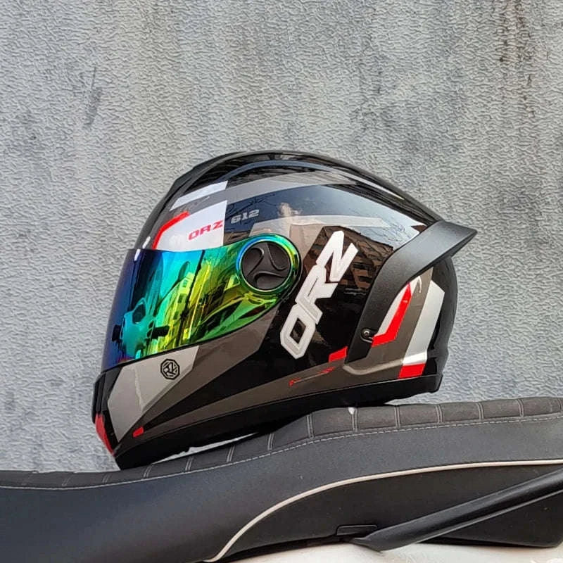 ORZ Full Face Motorcycle Helmet DOT Approved, Unisex ABS+PC-19 / L