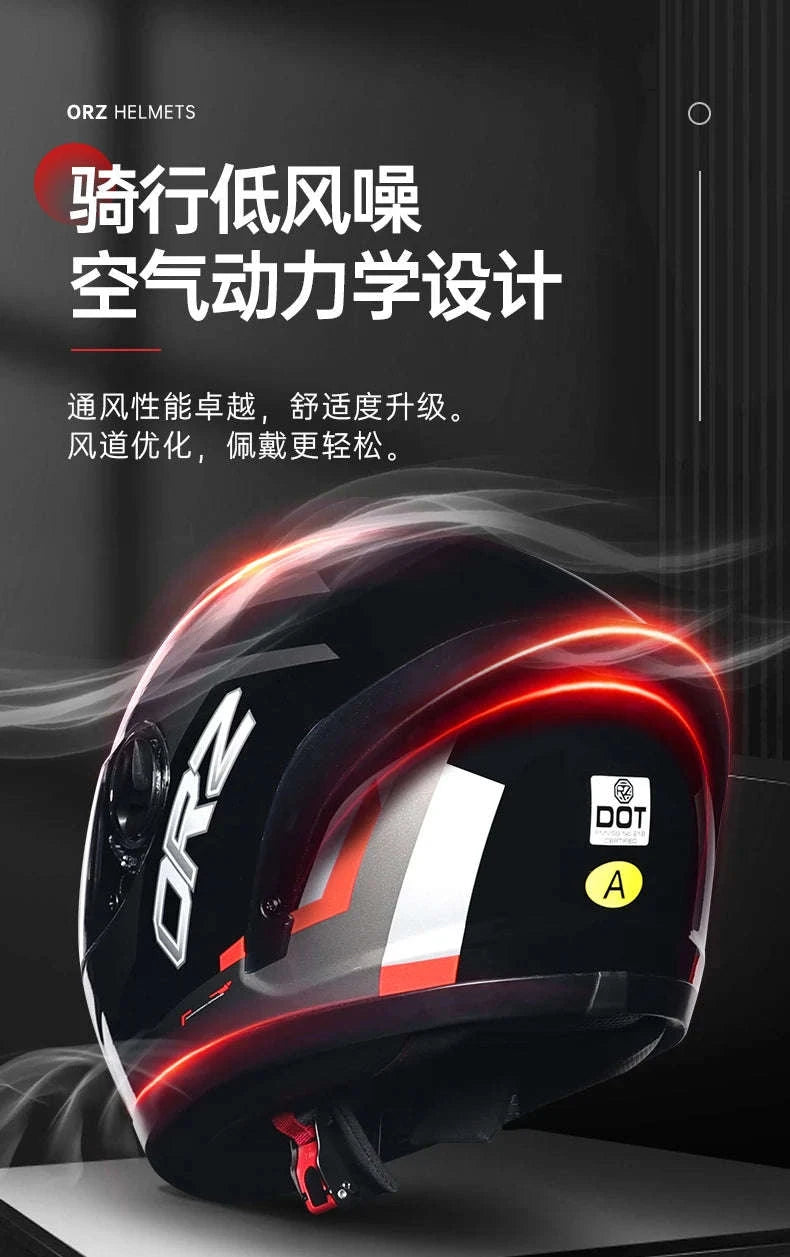 ORZ Full Face Motorcycle Helmet DOT Approved, Unisex ABS+PC-19 / L