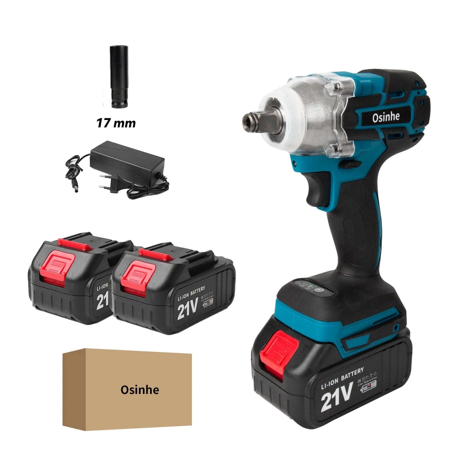 Osinhe Cordless Brushless Impact Wrench 520N·m Torque-2 Battery EU Set / Poland / EU