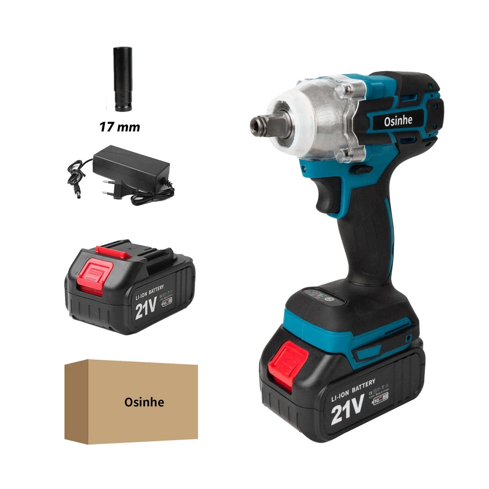 Osinhe Cordless Brushless Impact Wrench 520N·m Torque-2 Battery EU Set / Poland / EU