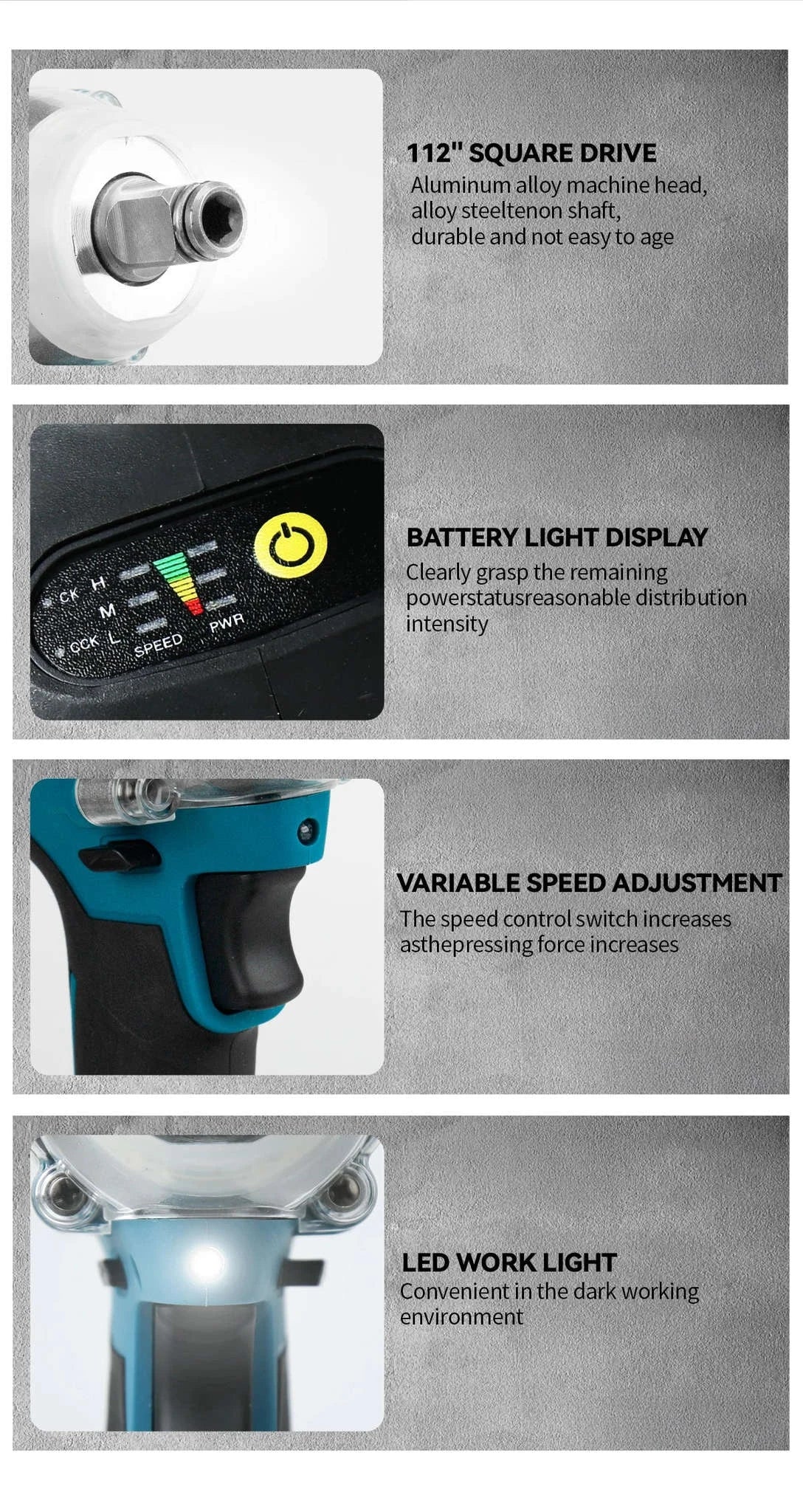 Osinhe Cordless Brushless Impact Wrench 520N·m Torque-2 Battery EU Set / Poland / EU