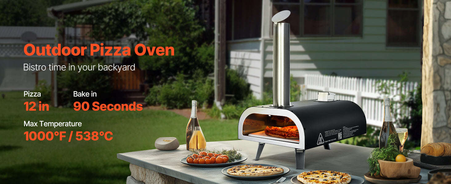 Outdoor 12-Inch Wood Pellet Pizza Oven with Thermometer-12in / United States