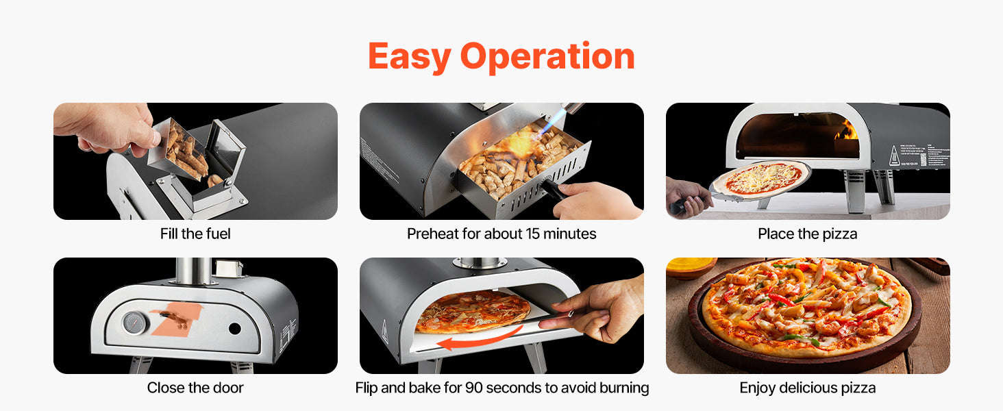 Outdoor 12-Inch Wood Pellet Pizza Oven with Thermometer-12in / United States