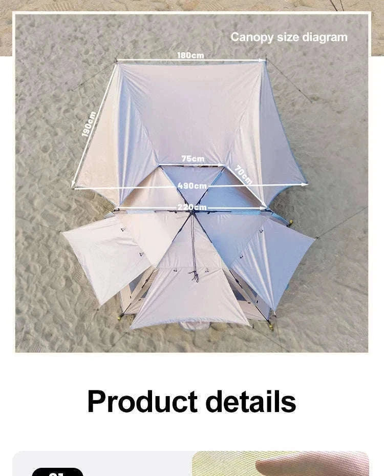 Outdoor 3-4 Person One-Touch Pop Up Camping Tent-Silver Coated Black