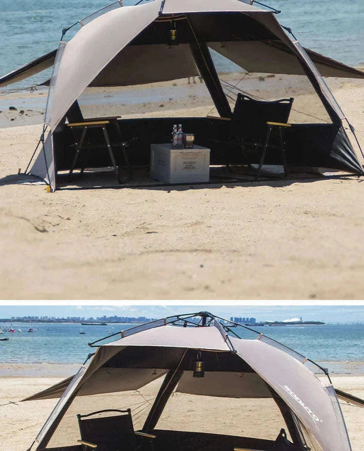Outdoor 3-4 Person One-Touch Pop Up Camping Tent-Silver Coated Black