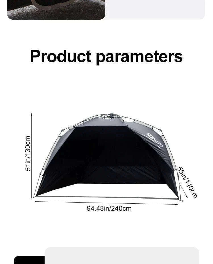 Outdoor 3-4 Person One-Touch Pop Up Camping Tent-Silver Coated Black