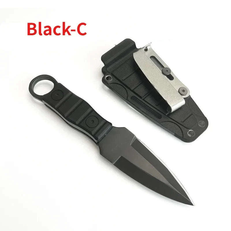 Outdoor Camping Adventure Mini Straight Knife with K Sheath-Black-B