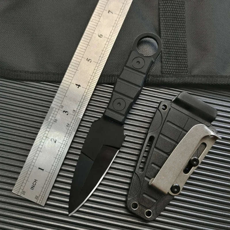 Outdoor Camping Adventure Mini Straight Knife with K Sheath-Black-B